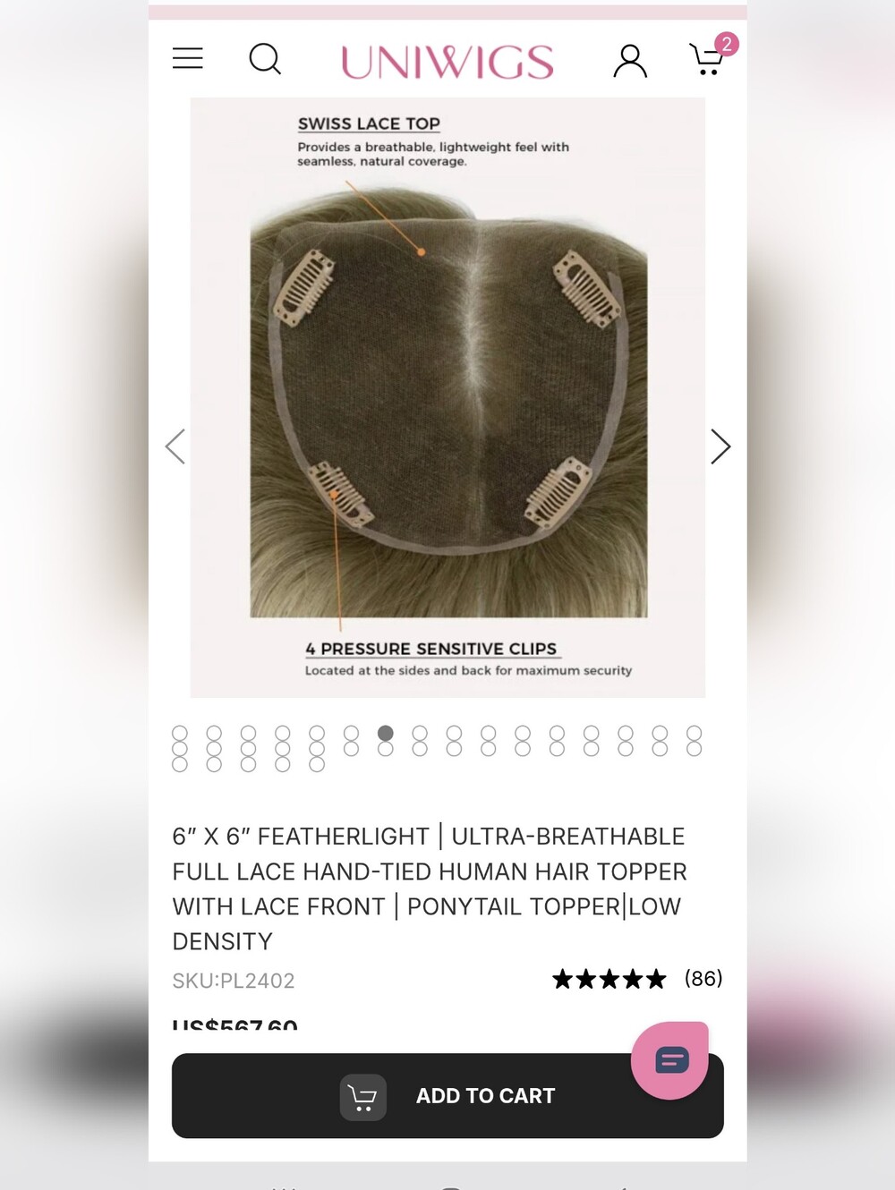 6.5” x 7” Airy Elegance | Ultra-breathable Lace Top Human Hair Topper With Lace - Picture 2 of 5